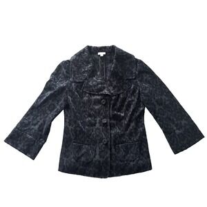 J.Jill Women's Size 6 Blazer Velvet Maximalist Black Gray Victorian Gothic